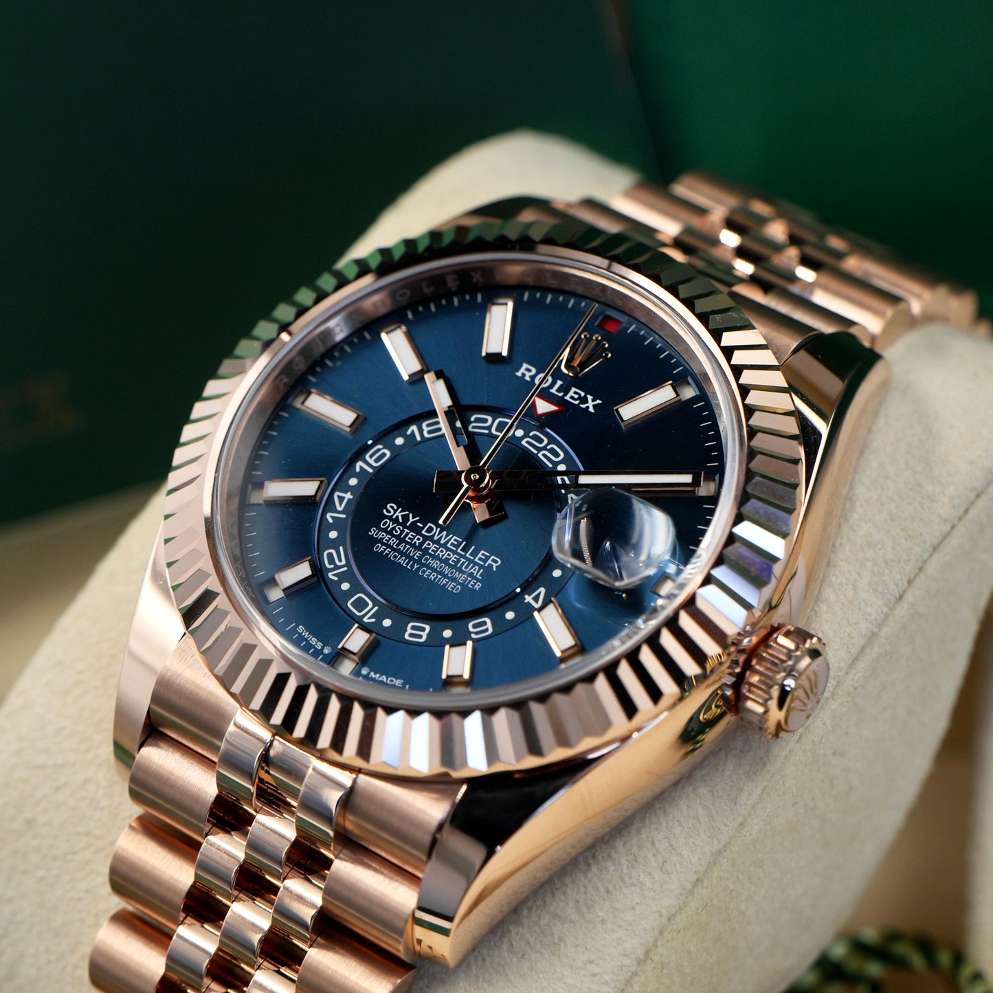 Rolex Sky-Dweller Rose Gold Blue Dial Jubilee Bracelet 336935 - Full Set (2025)