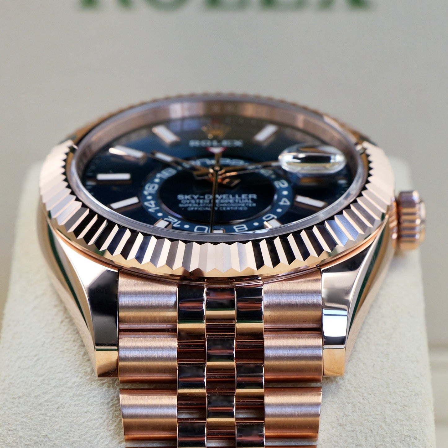 Rolex Sky-Dweller Rose Gold Blue Dial Jubilee Bracelet 336935 - Full Set (2025)