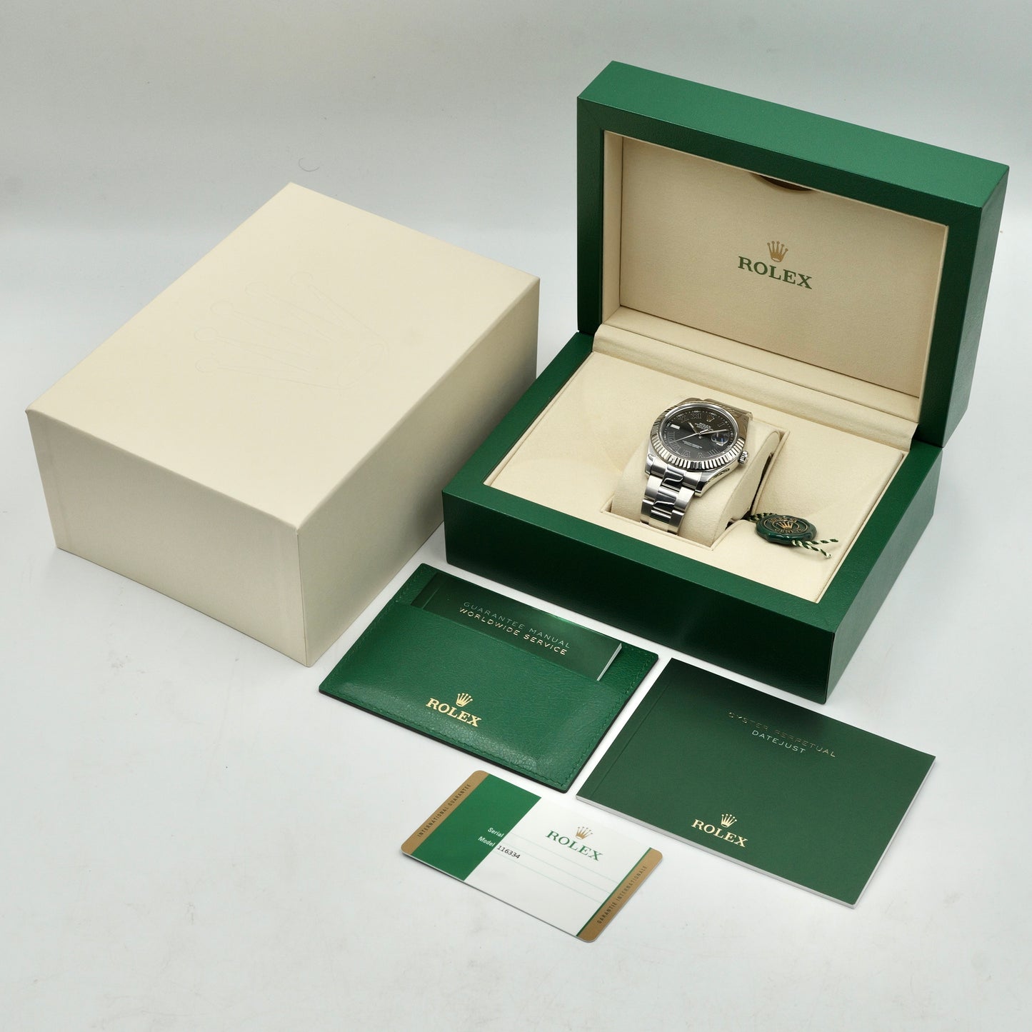 Rolex Datejust II Black Roman Numeral Dial 116334 - Full Set (2018)