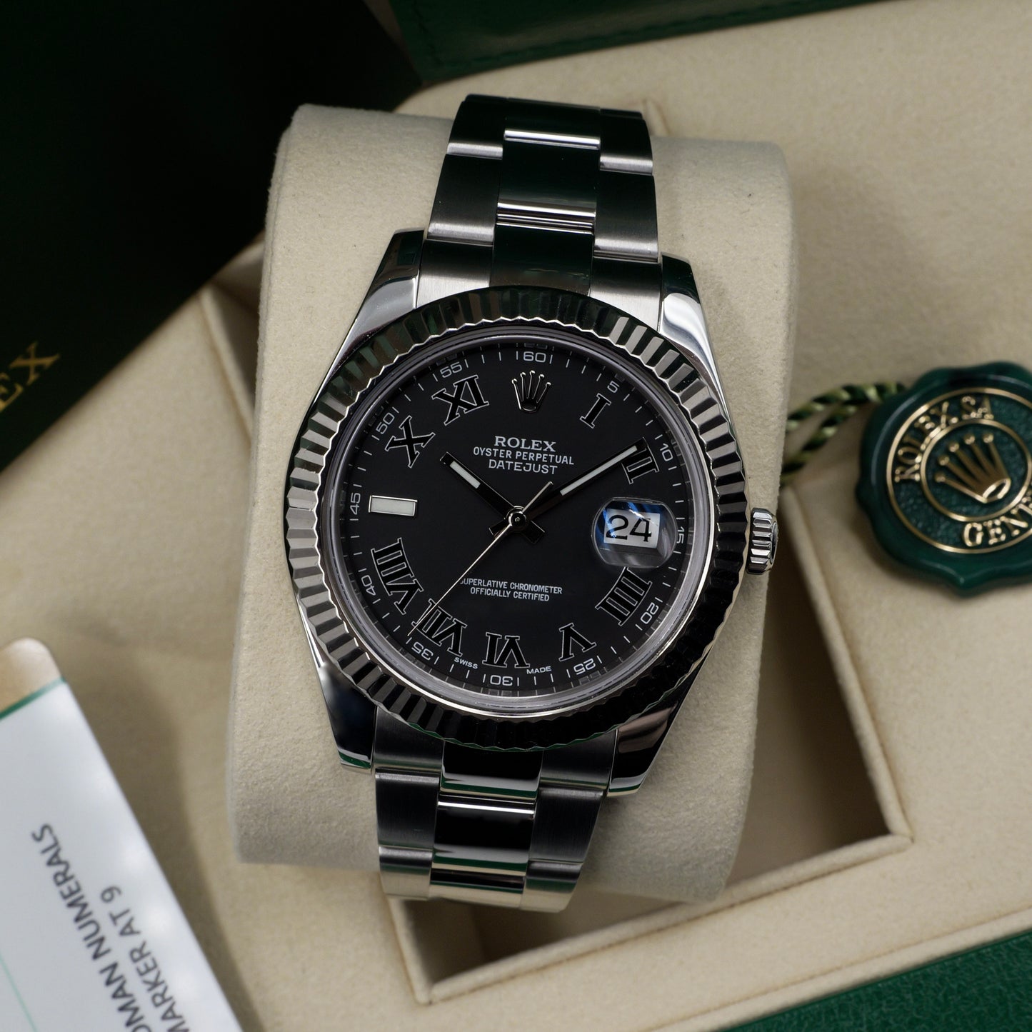 Rolex Datejust II Black Roman Numeral Dial 116334 - Full Set (2018)