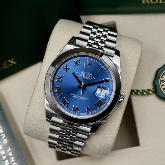 Rolex Datejust 41 Azzurro Blue Smooth Jubilee 126300 Full Set 2025
