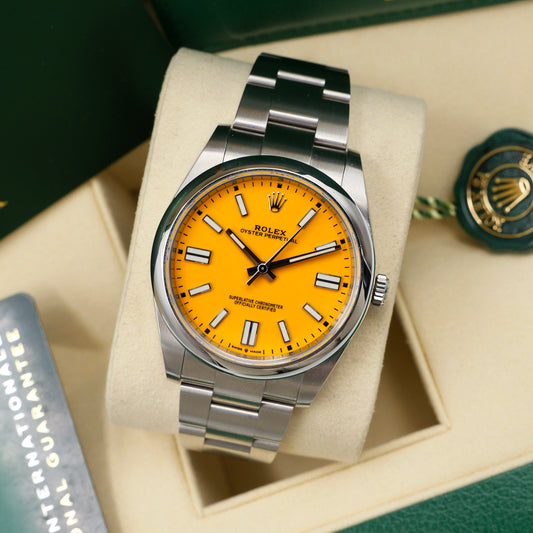 Rolex Oyster Perpetual 41 Mustard Yellow 124300 Full Set 2023