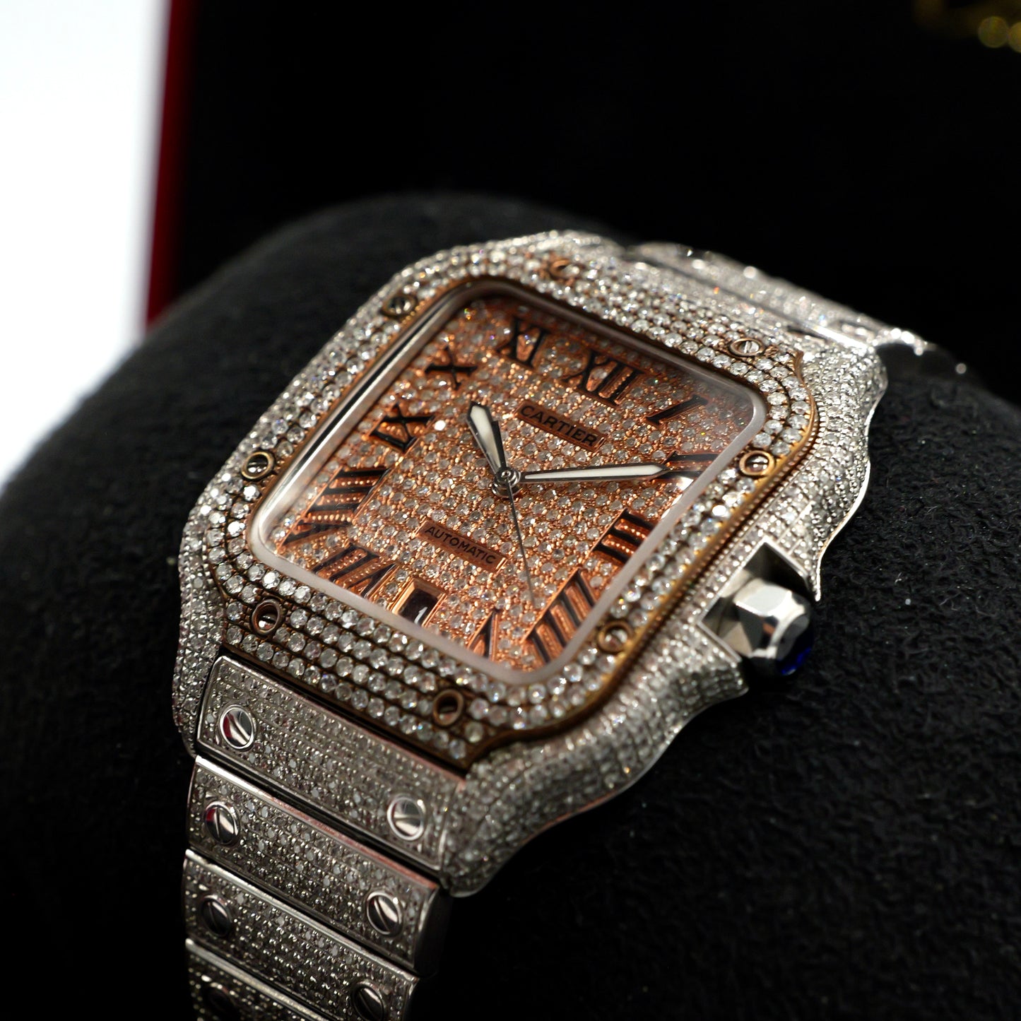 Cartier Santos Large Bussdown Rose Gold Dial and Bezel - Full Set (2021)