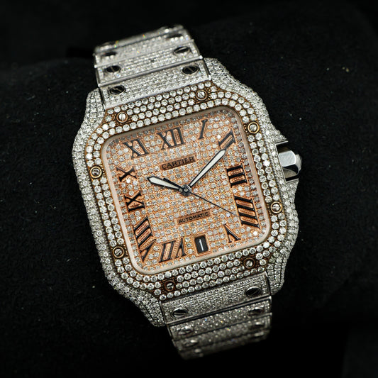 Cartier Santos Large Bussdown Rose Gold Dial and Bezel - Full Set (2021)