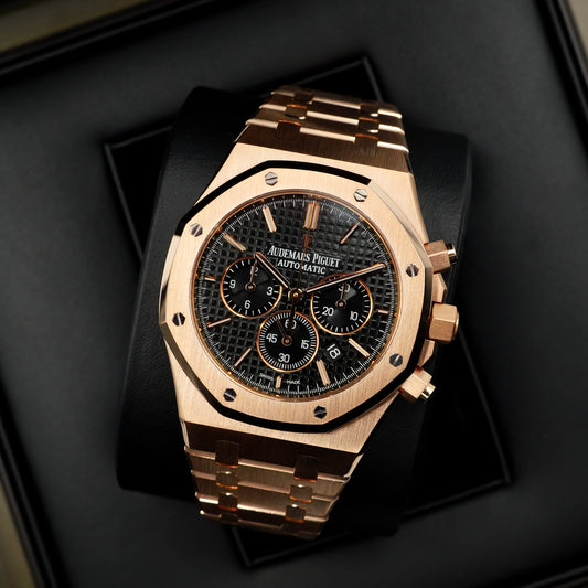Audemars Piguet Royal Oak Chronograph  Rose Gold Black Dial 26320OR Full Set (2016)