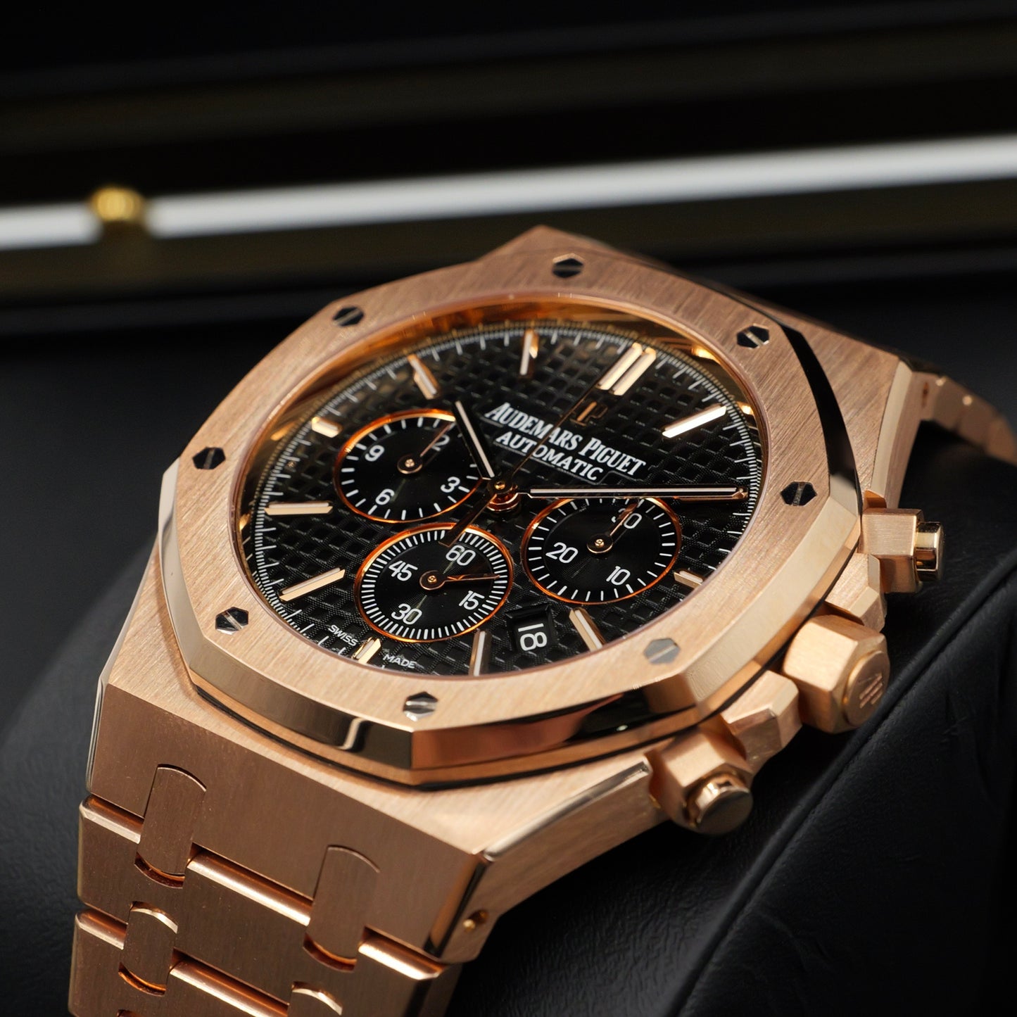 Audemars Piguet Royal Oak Chronograph  Rose Gold Black Dial 26320OR Full Set (2016)