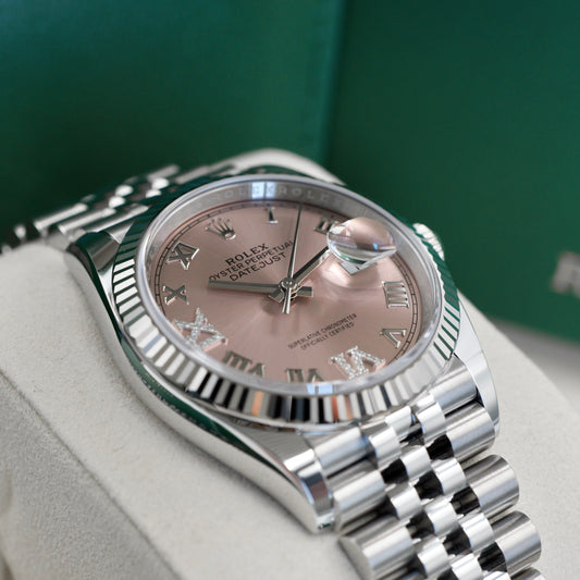Rolex Datejust 36 Pink Dial with Diamond 6 & 9 Numerals 126234 - Full Set (2025)