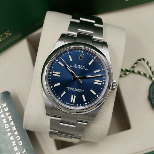 Rolex Oyster Perpetual 41 Sunburst Blue 134300 - Full Set (2025)