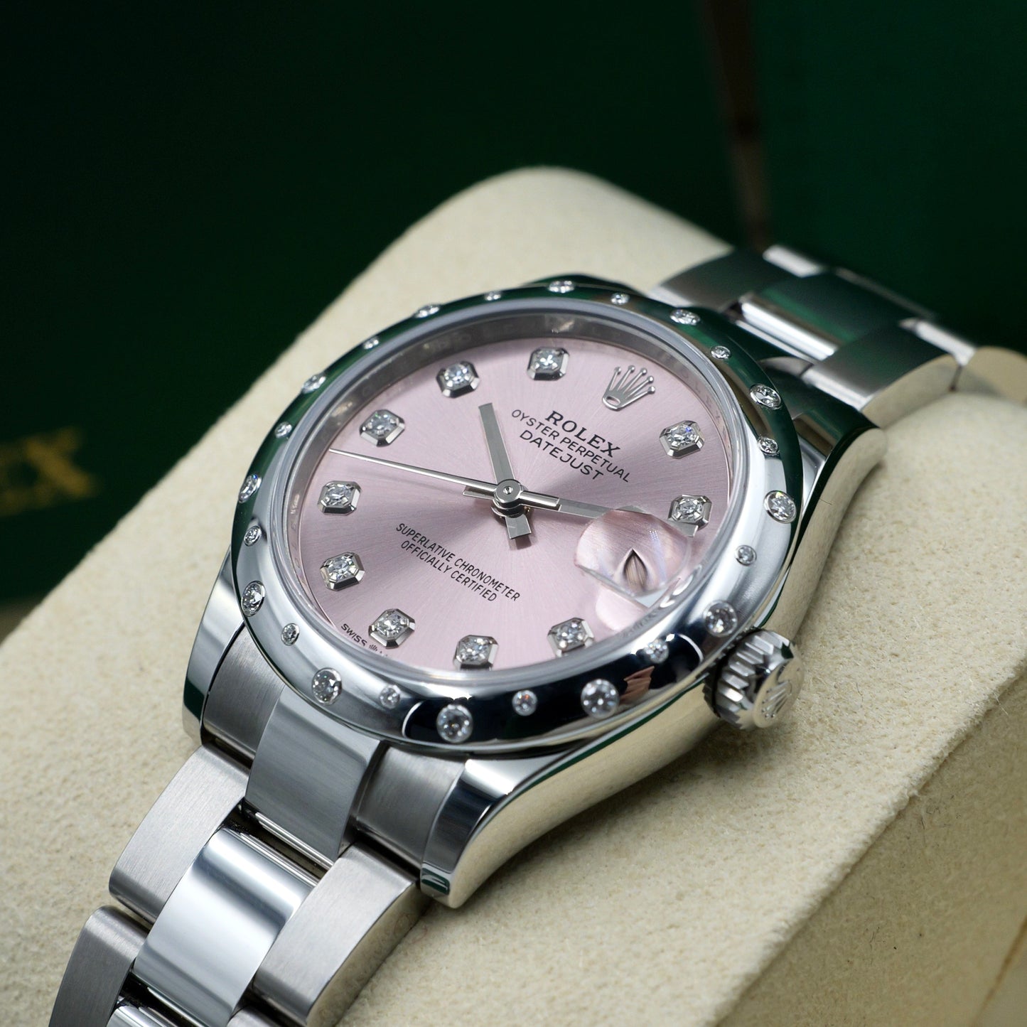 Rolex Datejust 31 Pink Dial Domed Diamond Set Bezel 278344RBR - Full Set (2025)