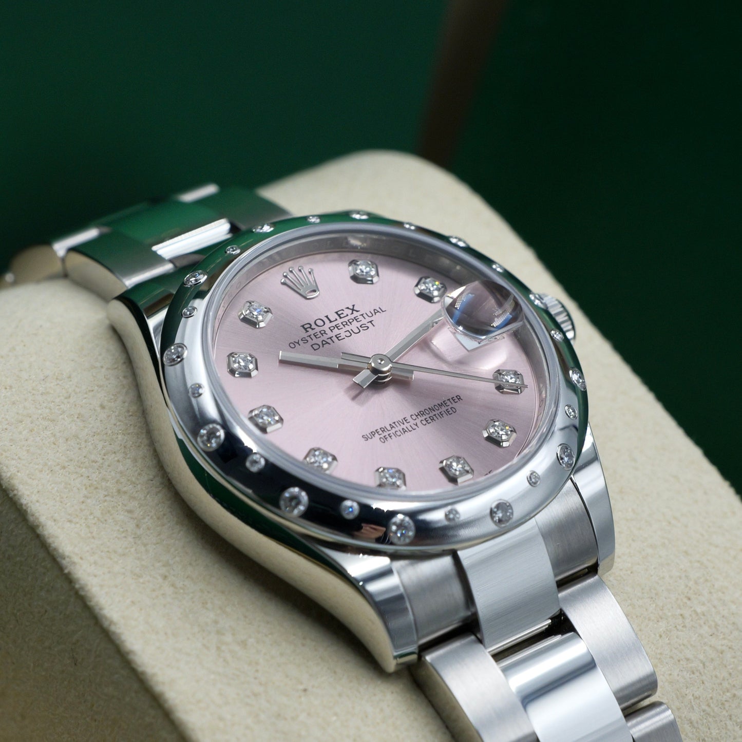 Rolex Datejust 31 Pink Dial Domed Diamond Set Bezel 278344RBR - Full Set (2025)