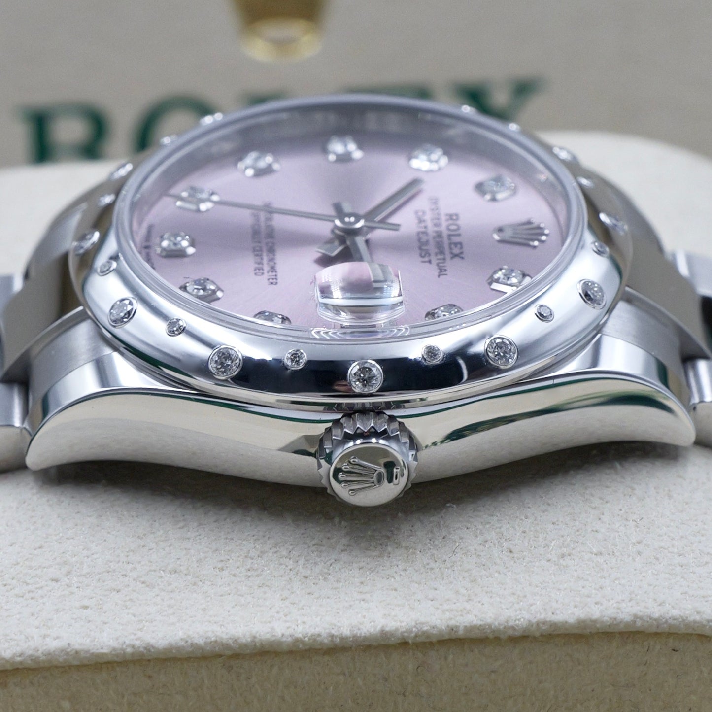 Rolex Datejust 31 Pink Dial Domed Diamond Set Bezel 278344RBR - Full Set (2025)