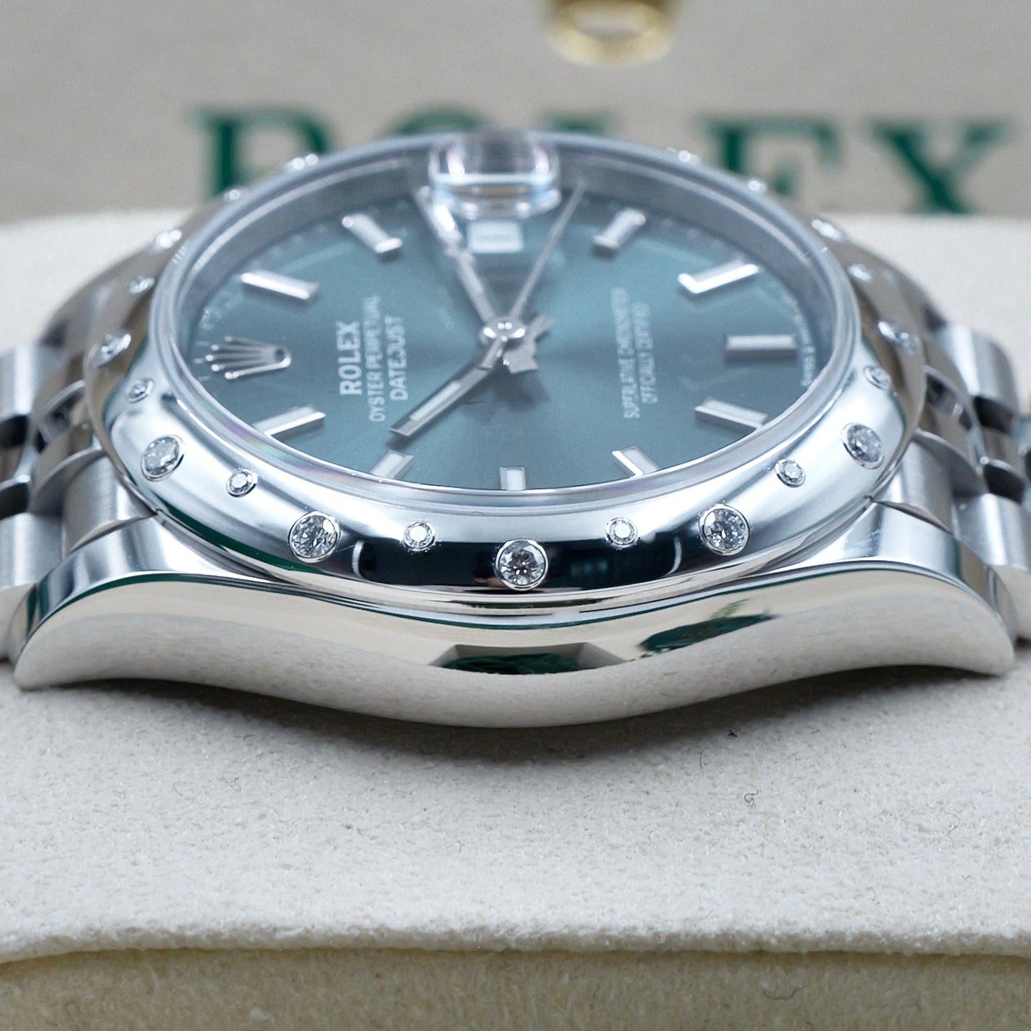 Rolex Datejust 31 Green Dial Domed Diamond Set Bezel 278344RBR - Full Set (2025)