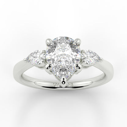 Chloe - 1.5 CT - Pear 3 Stone Ring
