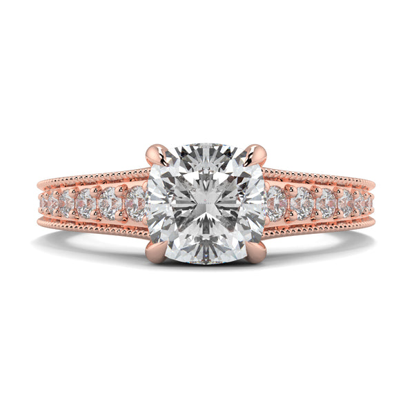 Rose gold diamond ring with a large central gemstone on a white YB jewellers engagement ring background