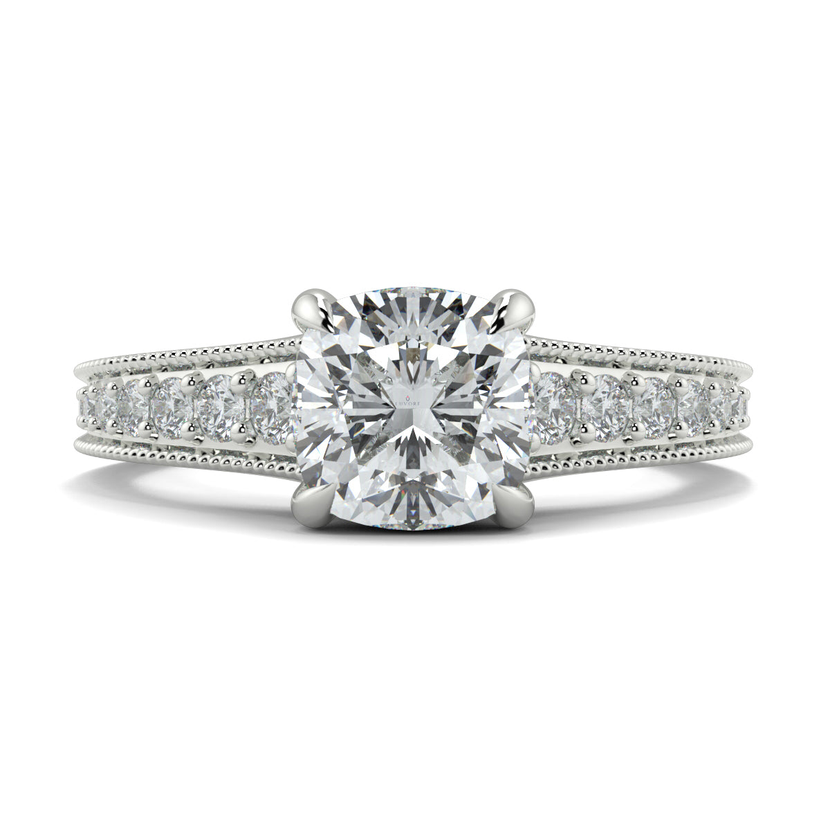 Diamond ring with a white gold band on a white background yb jewellers engagement ring 