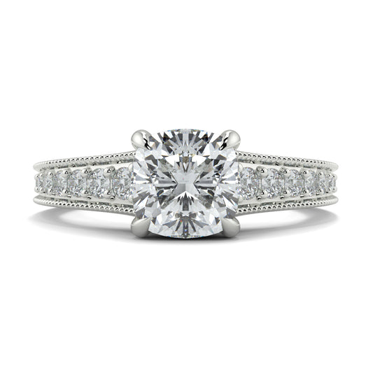 Diamond ring with a white gold band on a white background yb jewellers engagement ring 