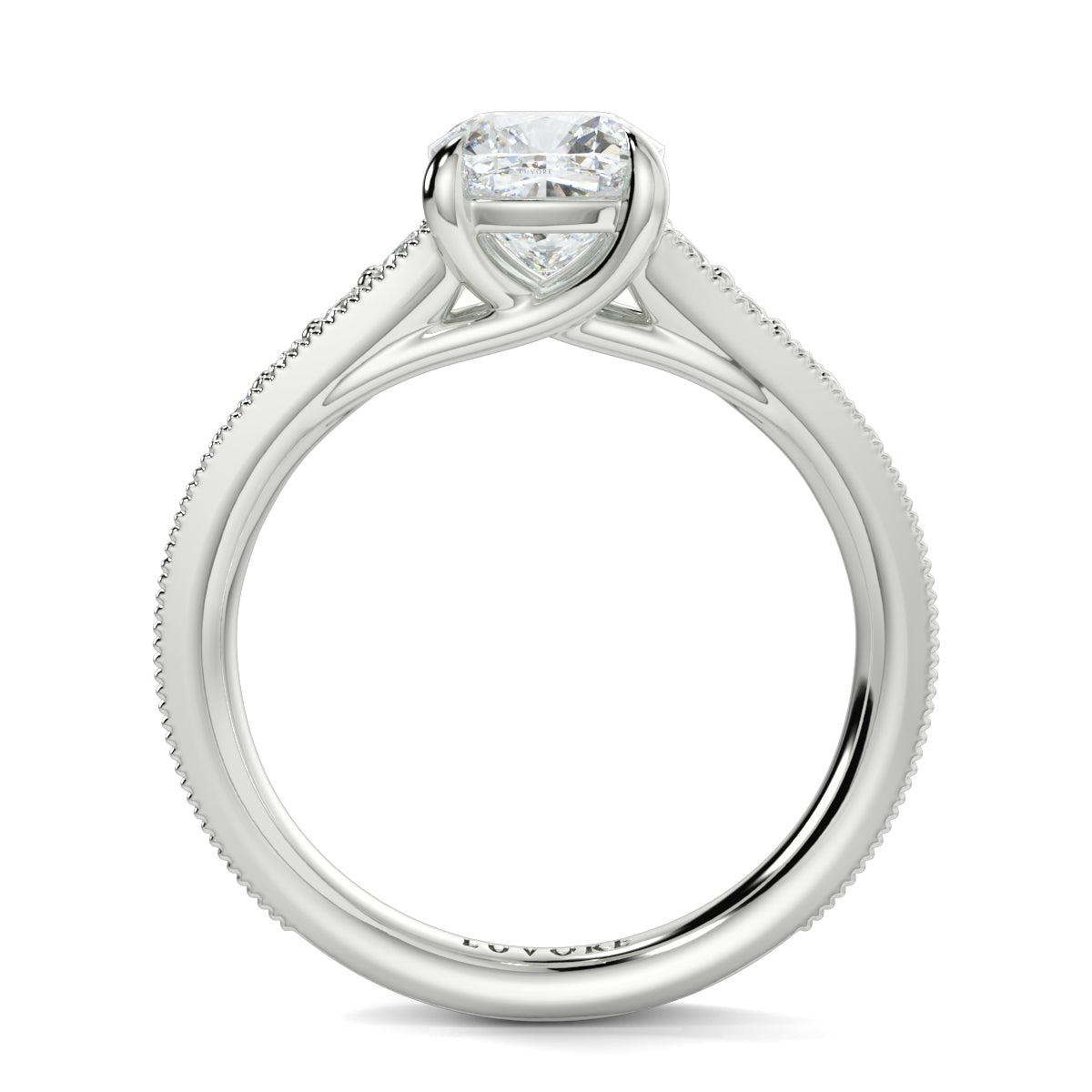 Silver ring with a diamond on a white background  YB jewellers engagement ring 