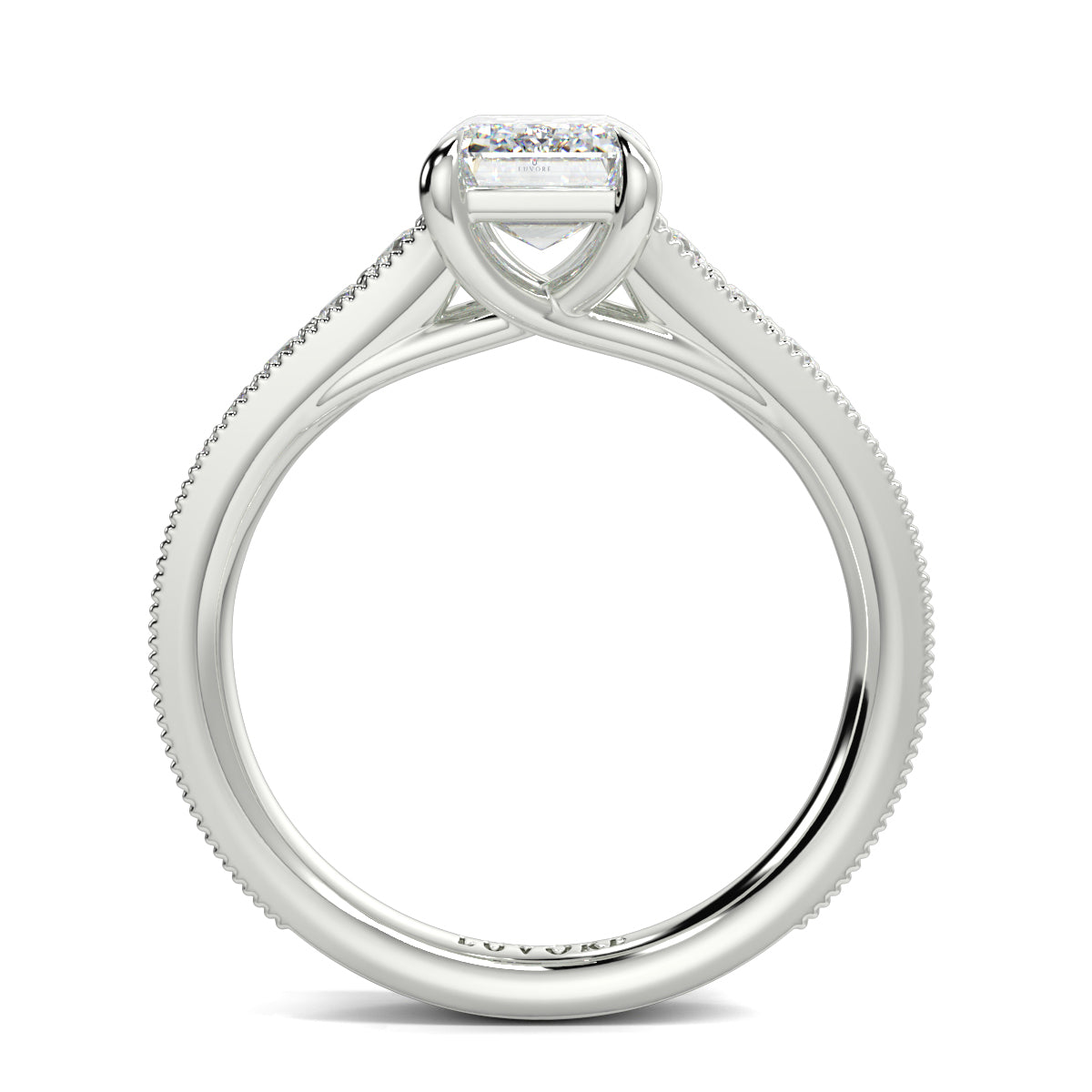 Silver ring with a diamond on a white background yb jewellers platinum grain set engagement ring 