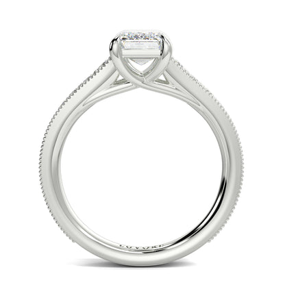 Silver ring with a diamond on a white background yb jewellers platinum grain set engagement ring 