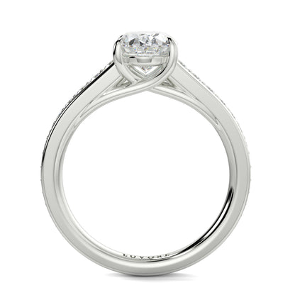 Silver ring with a diamond on a white background yb jewellers platinum engagement ring 