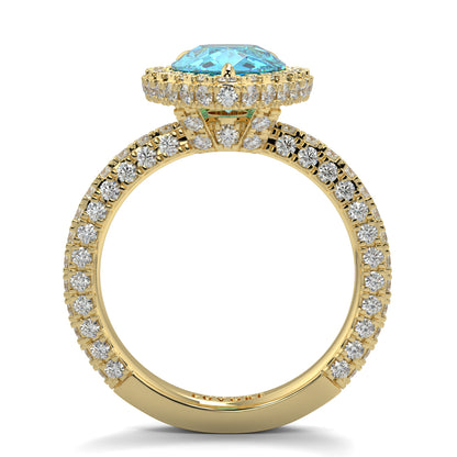 Daisy  - Blue Diamond - Halo Pear Ring