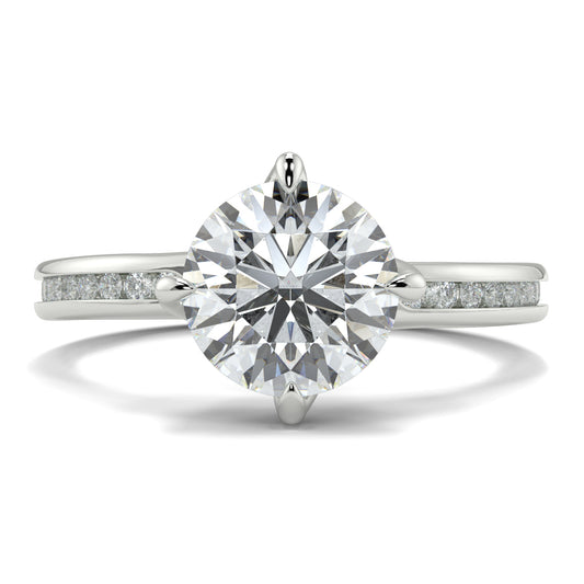 Diamond ring with a heart-shaped center stone on a white background Yb jewellers engagement ring straight band