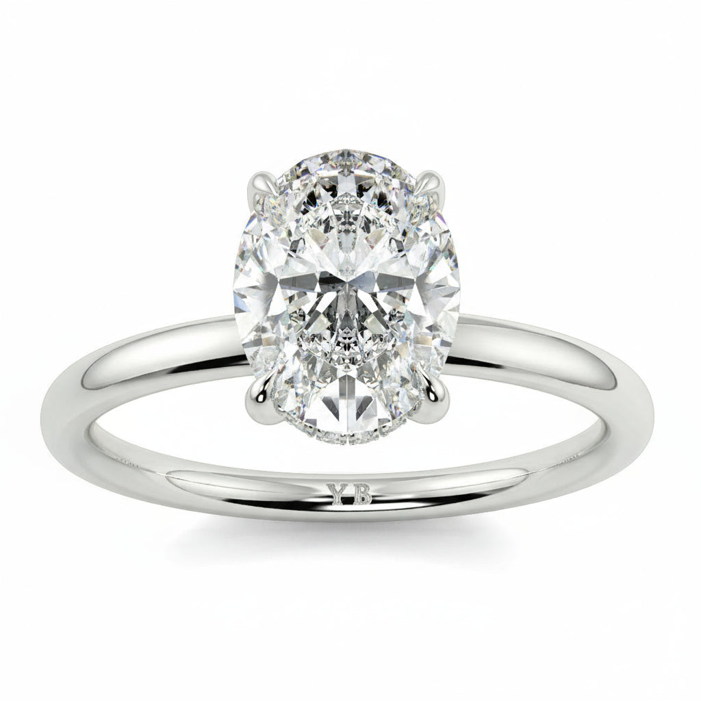 Diamond ring with 'LALIQUE' branding on a white background yb_jewellers_solitaire_engagement_ring_best_selling_design_cushion_shape_diamond_4_claw_with_a_slim_band