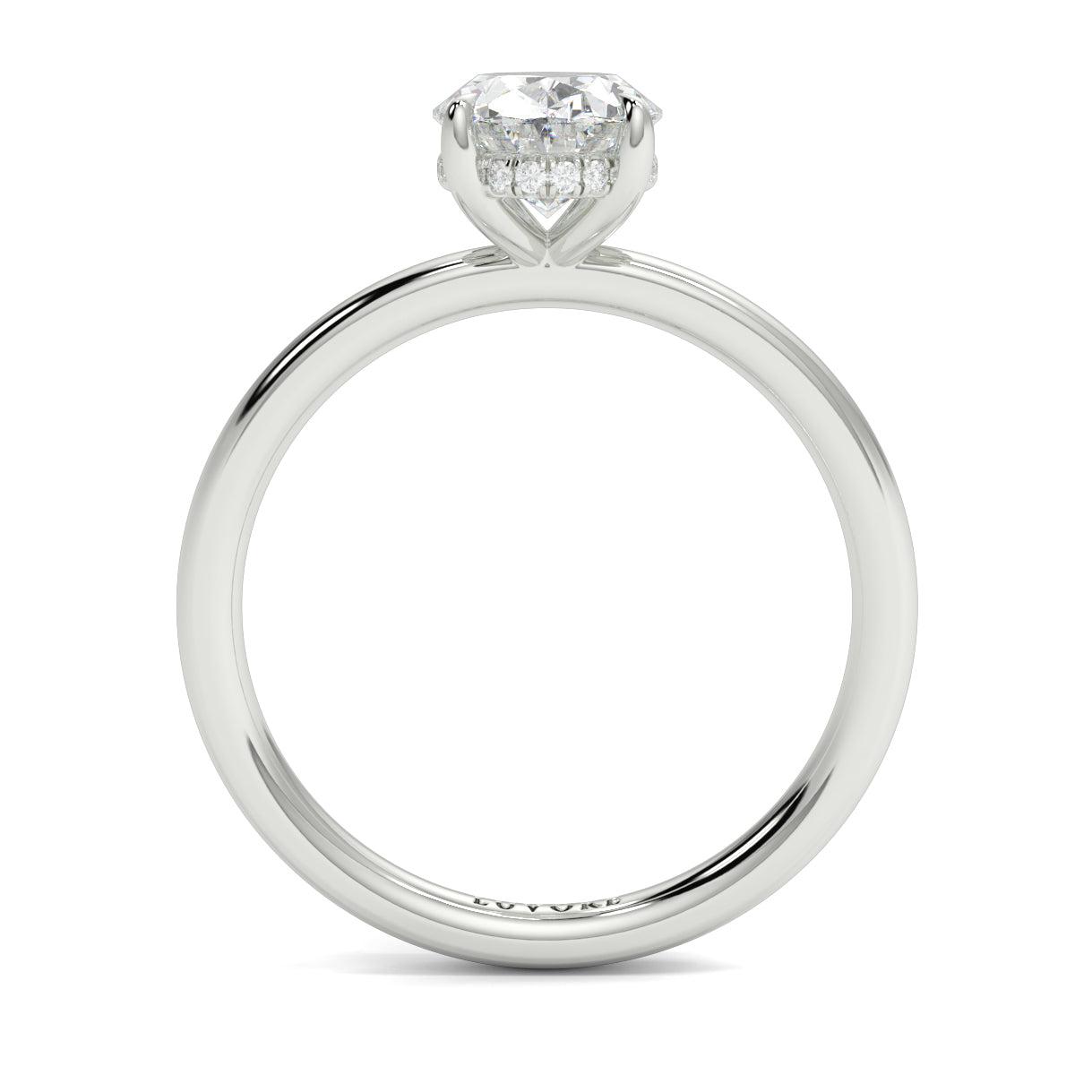 Diamond ring with a white gold band on a white background yb_jewellers_solitaire_engagement_ring_best_selling_design_cushion_shape_diamond_4_claw_with_a_slim_band