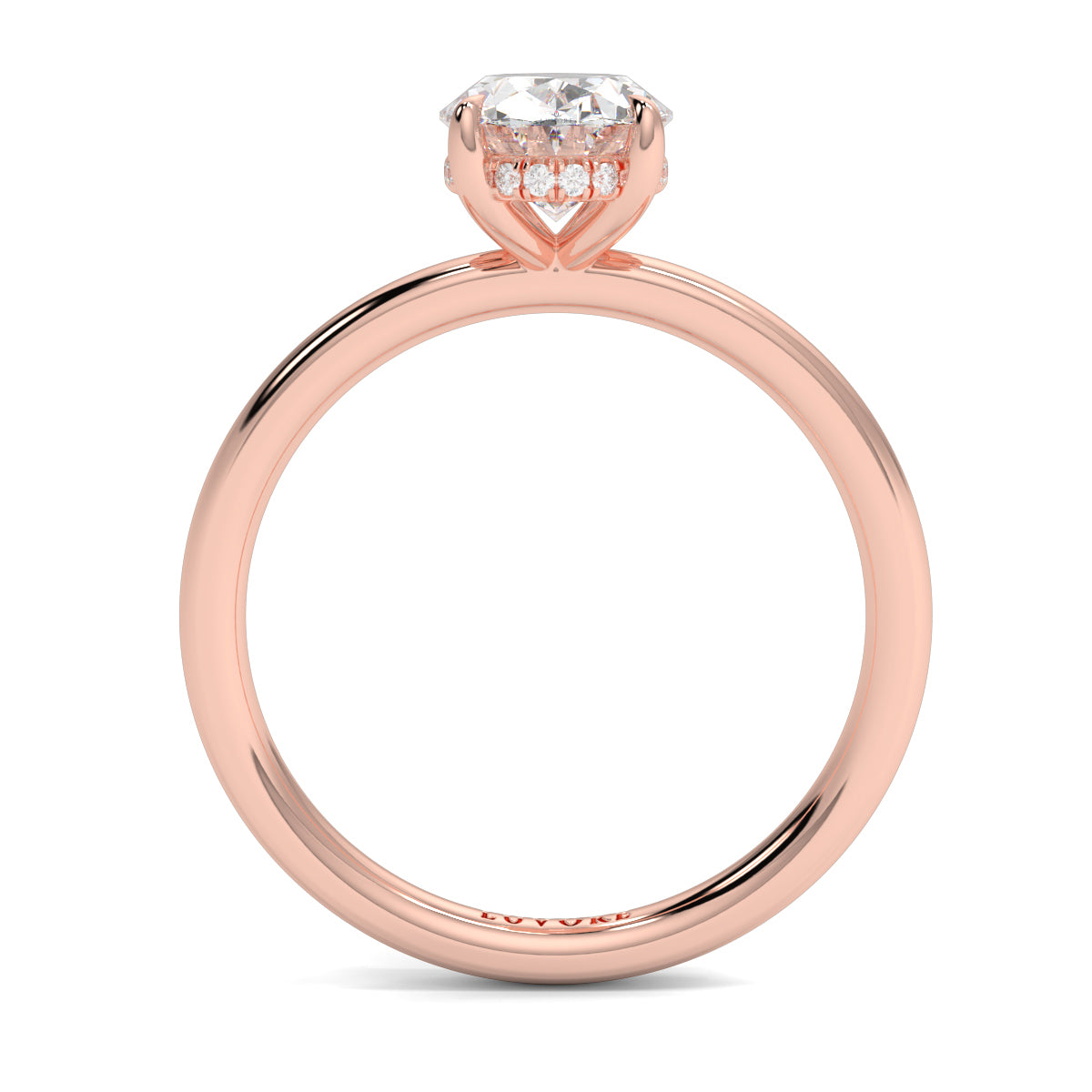 Rose gold ring with a diamond on a white background yb_jewellers_solitaire_engagement_ring_best_selling_design_cushion_shape_diamond_4_claw_with_a_slim_band