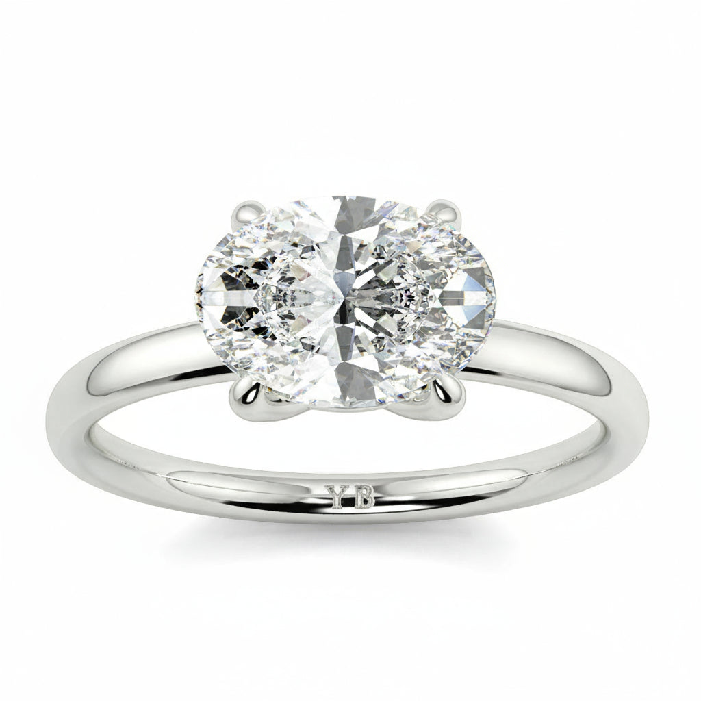 Diamond ring with 'Pandora' branding on a white background yb_jewellers_4_claw_emerald_diamond_engagement_ring_best_selling_design_with_a_thin_band