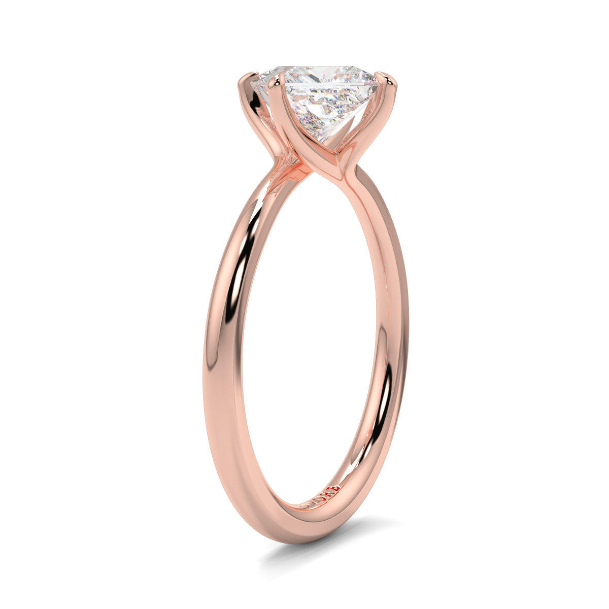 Rose gold ring with a diamond on a white background yb_jewellers_twist_band_engagement_ring_best_selling_design_round_diamond_trending_rings