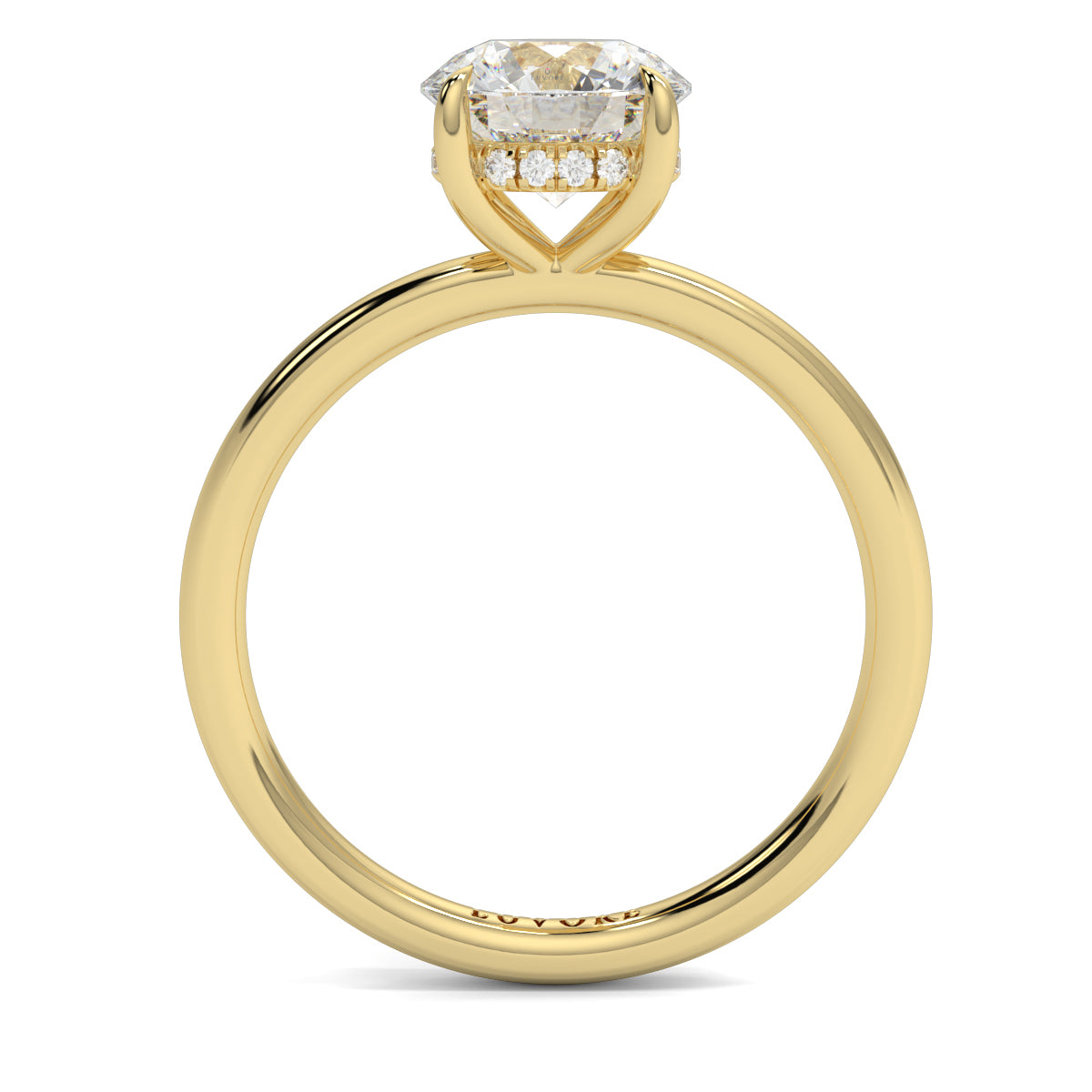 Gold ring with a diamond on a white background _yb_jewellers_solitaire_engagement_ring_best_selling_design_cushion_shape_diamond_4_claw_with_a_slim_band