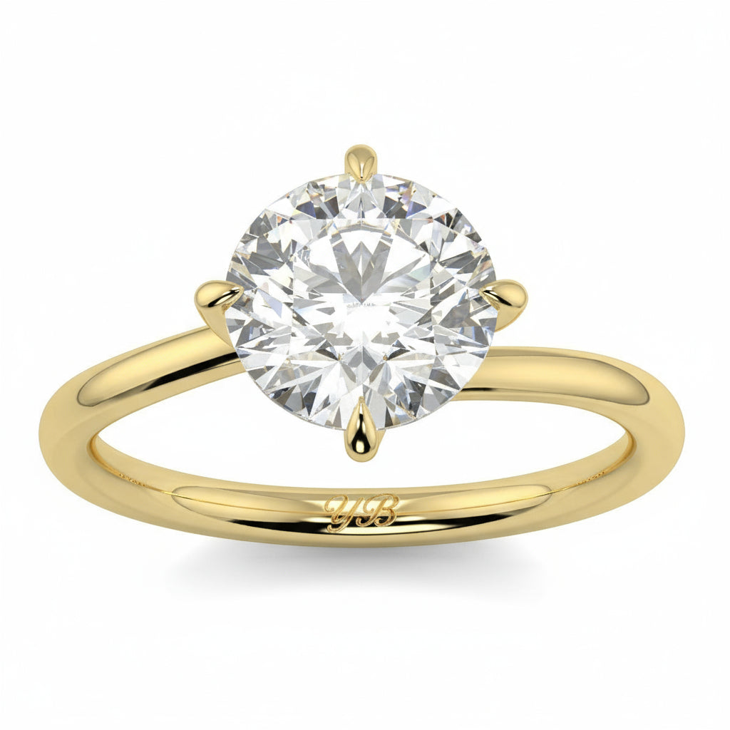 Gold ring with a large diamond and 'LUVORE' branding on a white background yb jewellers twist band engagement ring best selling design round diamond trending rings