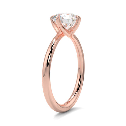 Rose gold ring with a clear gemstone on a white background yb jewellers twist band engagement ring best selling design round diamond trending rings