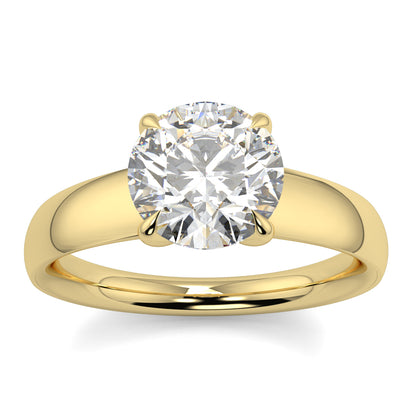 Gold ring with a large diamond on a white background yb jewellers solitaire engagement ring 4 claw diamond centre lab grown diamond round brilliant best selling engagement ring