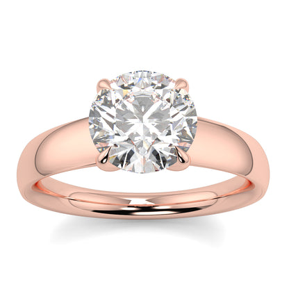 Rose gold ring with a large diamond on a white background yb jewellers solitaire engagement ring 4 claw diamond centre lab grown diamond round brilliant best selling engagement ring