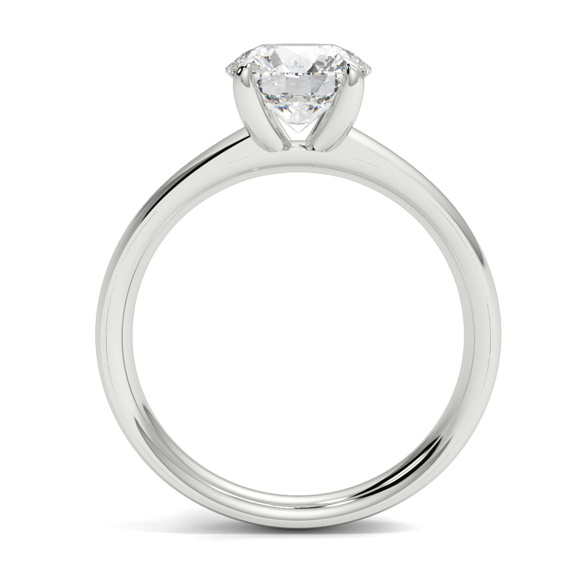 Silver ring with a clear gemstone on a white background yb jewellers solitaire engagement ring 4 claw diamond centre lab grown diamond round brilliant best selling engagement ring