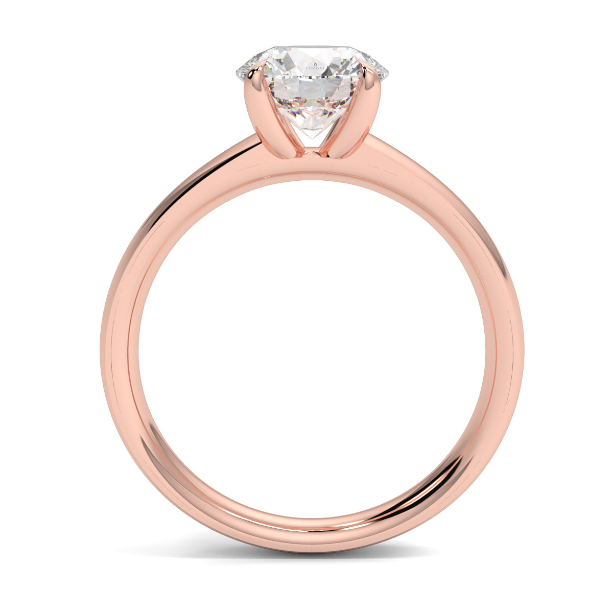 Rose gold ring with a diamond on a white background yb jewellers solitaire engagement ring 4 claw diamond centre lab grown diamond round brilliant best selling engagement ring