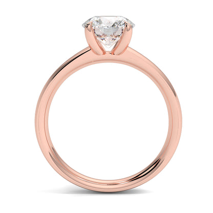 Rose gold ring with a diamond on a white background yb jewellers solitaire engagement ring 4 claw diamond centre lab grown diamond round brilliant best selling engagement ring