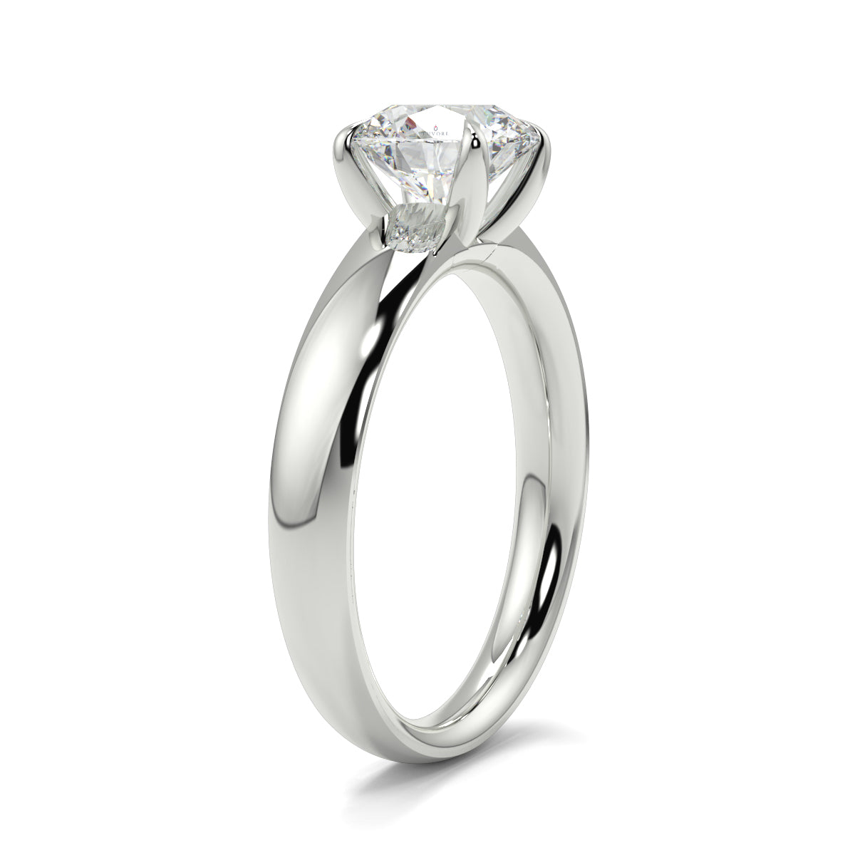 Silver ring with a diamond on a white background yb jewellers solitaire engagement ring 4 claw diamond centre lab grown diamond round brilliant best selling engagement ring