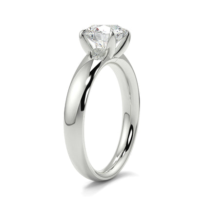 Silver ring with a diamond on a white background yb jewellers solitaire engagement ring 4 claw diamond centre lab grown diamond round brilliant best selling engagement ring