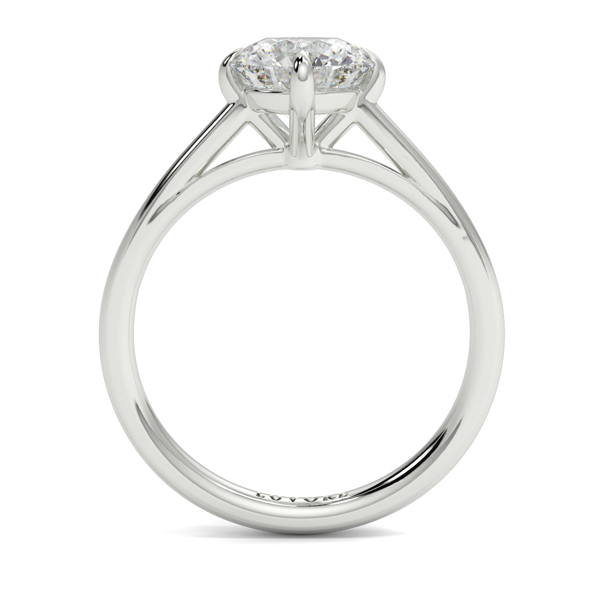 Diamond ring with a white background yb jewellers 4 claw compass claw best selling engagement ring thin band 4 claw ring