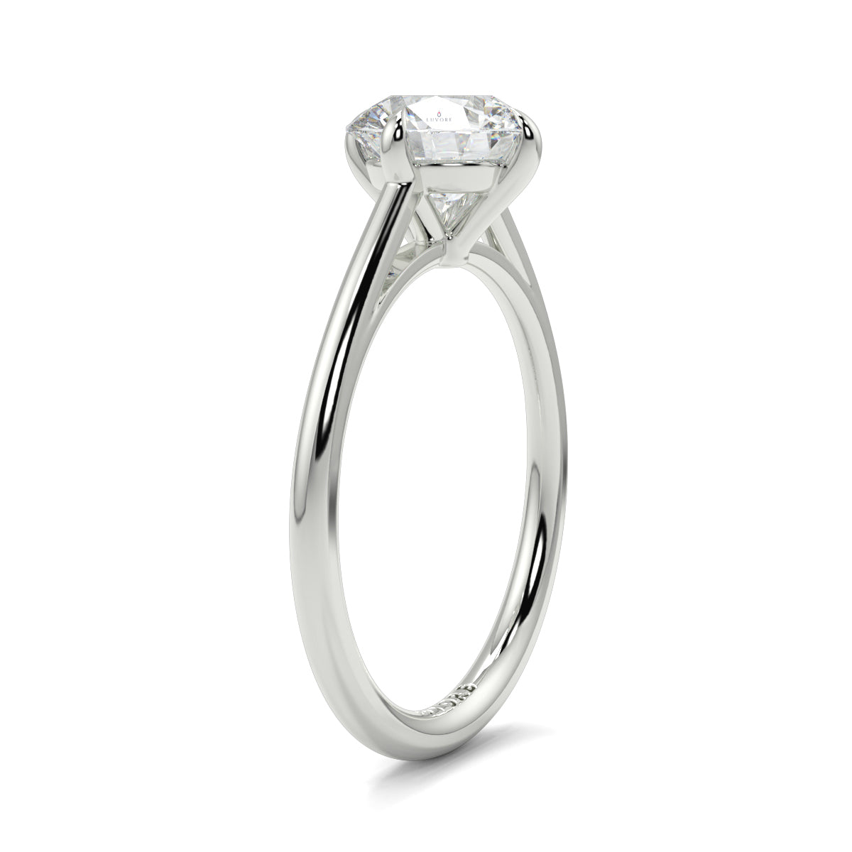 Diamond ring on a white background yb jewellers 4 claw compass claw best selling engagement ring thin band 4 claw ring