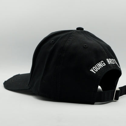 Black cap with 'YOUNG BRothers text on a white background