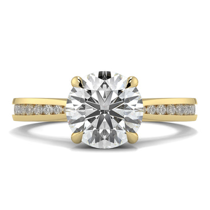 Gold and diamond ring on a white background Yb jewellers engagement ring straight band 