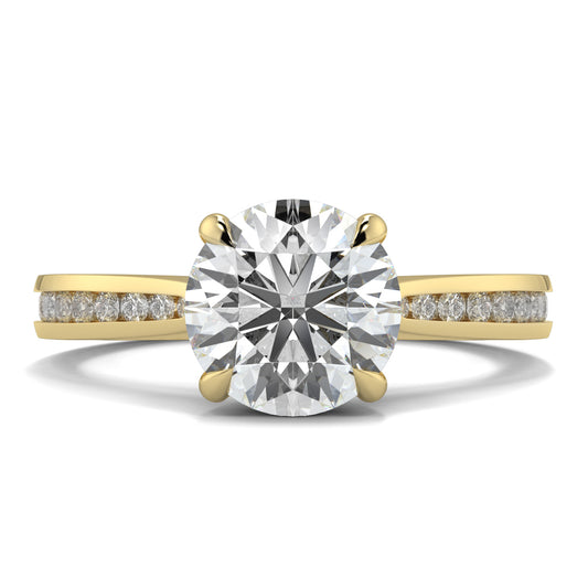 Gold and diamond ring on a white background Yb jewellers engagement ring straight band 