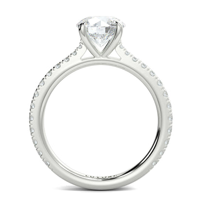 Silver ring with a heart-shaped diamond on a white background Yb jewellers engagement ring straight band 