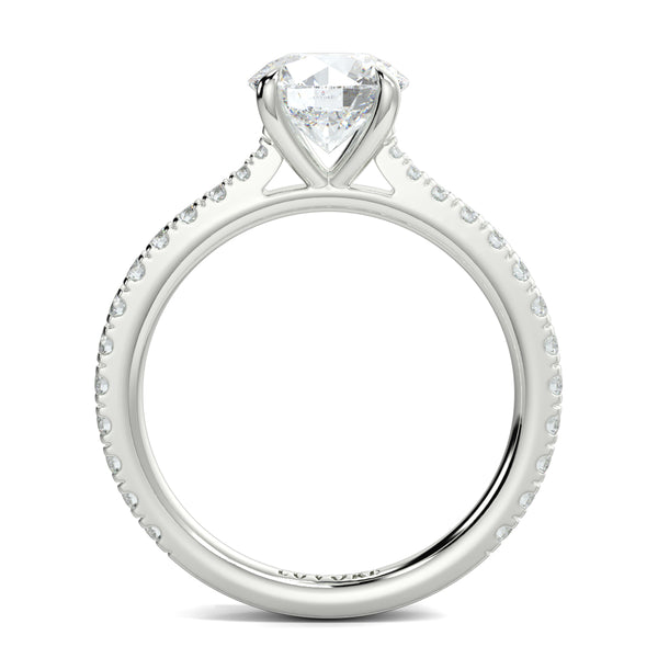 Silver ring with a heart-shaped diamond on a white background Yb jewellers engagement ring straight band 