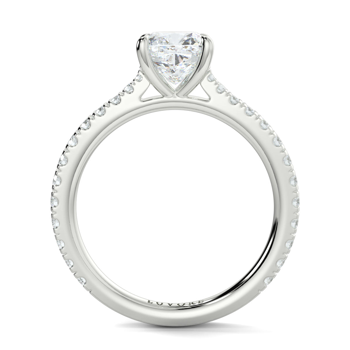 Diamond ring with a heart-shaped center stone on a white background Yb jewellers engagement ring straight band