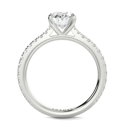 Silver ring with a heart-shaped diamond on a white background Yb jewellers engagement ring straight band